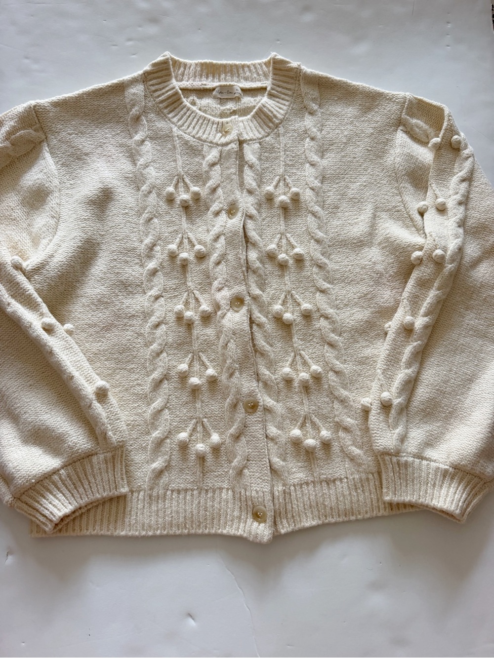 Rylee + Cru Cream Knit Pom-Pom Cardigan Sweater XL - Picture 2 of 6